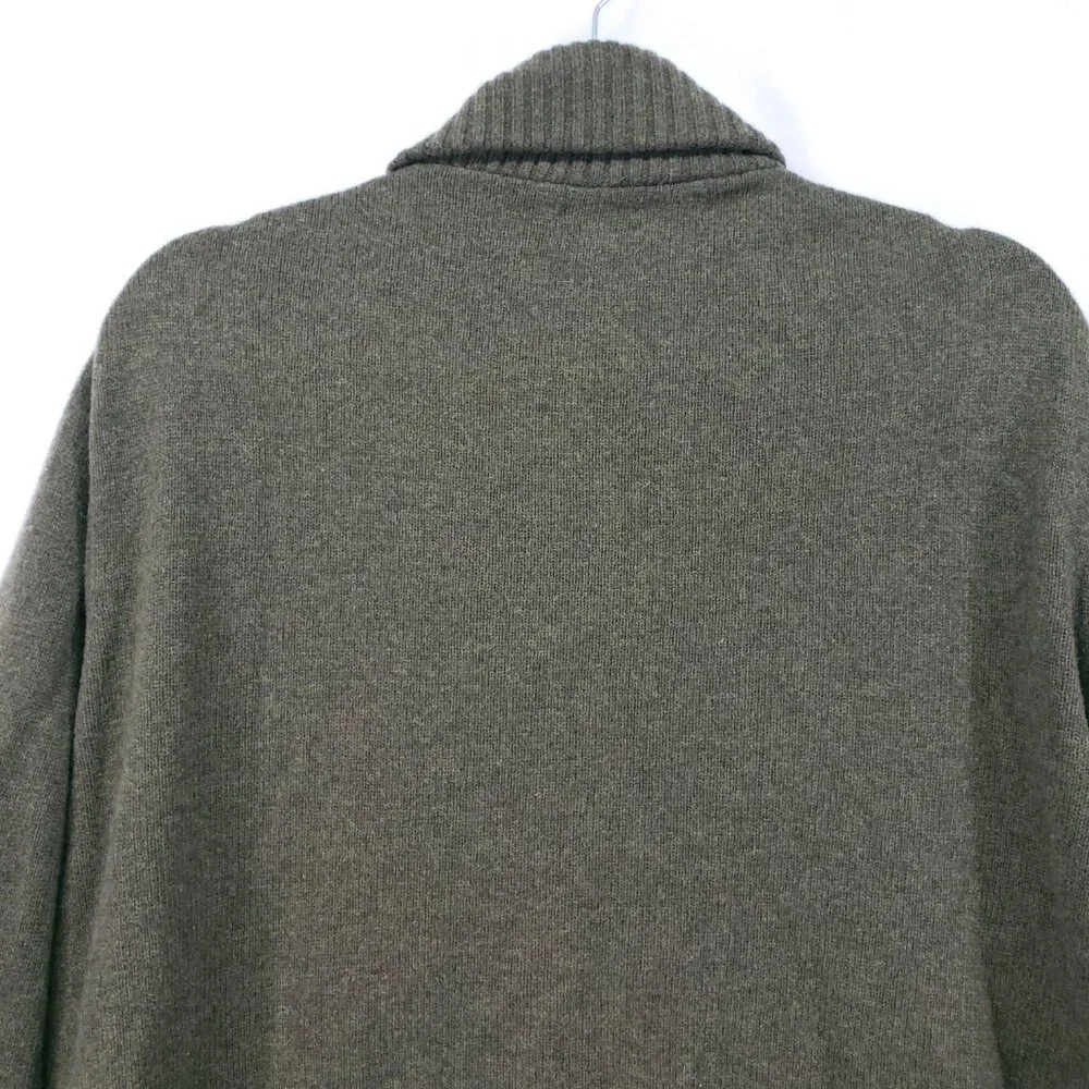 J.Crew Sweater Green XL Merino Wool Blend Speckled Shawl Collar Rugged Men